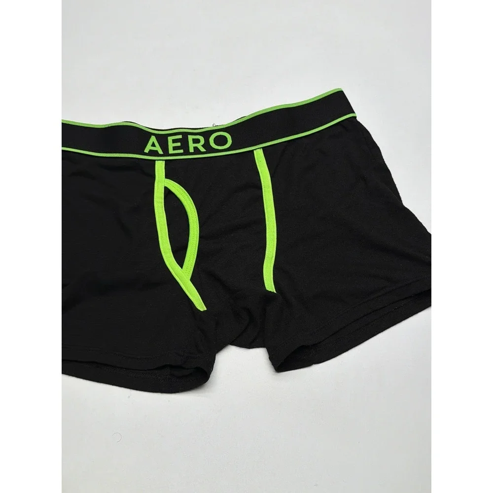 AERO Mens 2 pack Boxer Briefs Black Neon Green‎ Orange Trim Size M